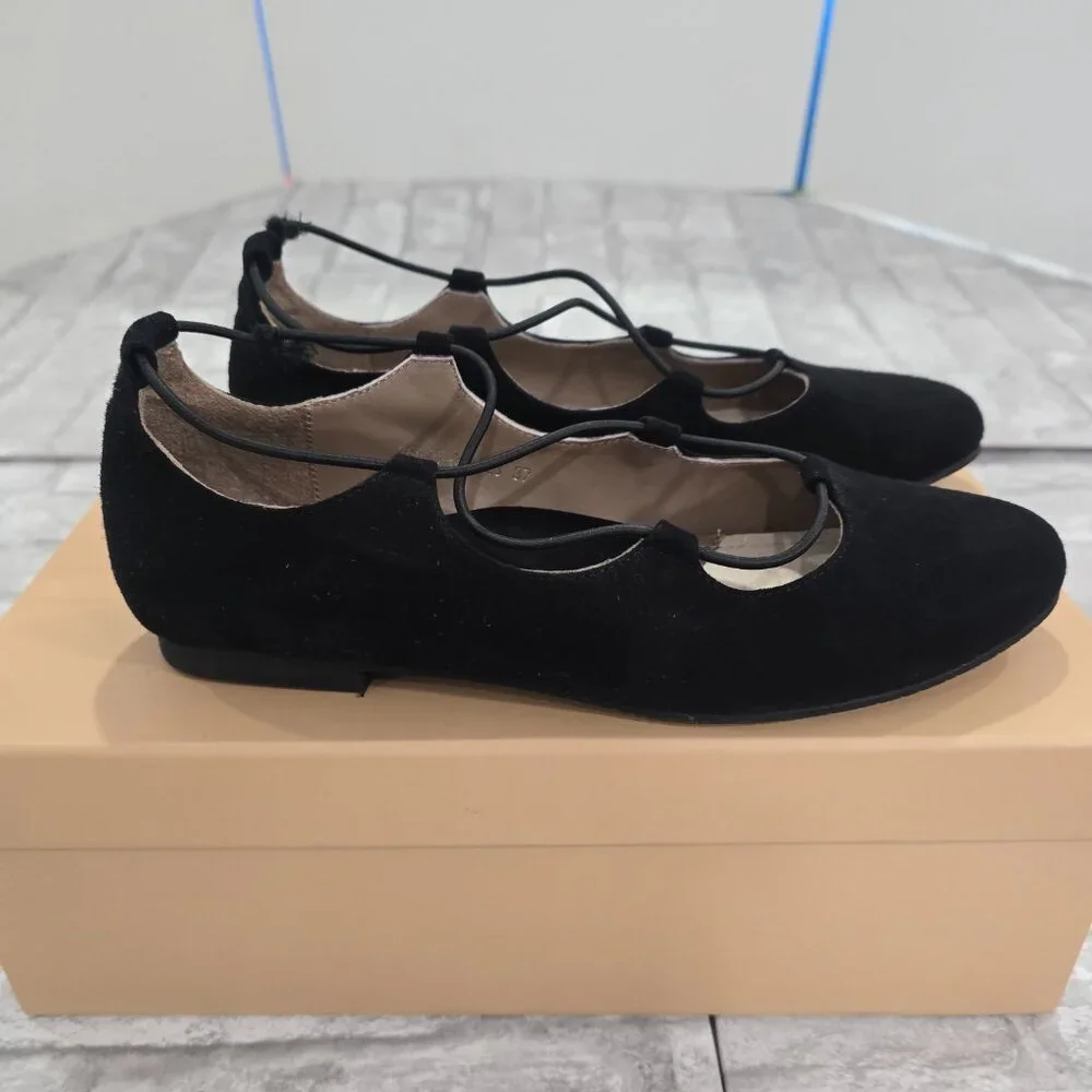 Lazio Collezione Women Size‎ 37 UK, US 6.5 Minerva Black Lace Up Flats